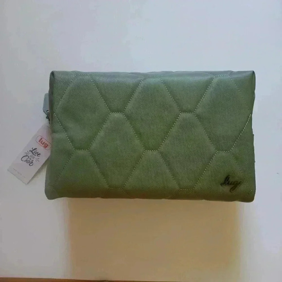 LUG Bumper Satin Luxe VL (Vegan Leather) Cosmetic Case / Toiletry Case in Sage - Picture 6 of 15